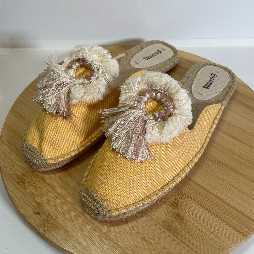 Soludos Women 10 Yellow Espadrille Kiki Slip On Mule Tassel Travel Cruise Summer